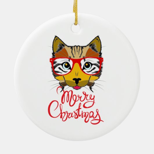 Keramik Ornament Katze Liebhaber Frohe Weihnachten (Hinten)