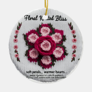 Keramik-Ornament mit floralem Strickmuster 'Bliss' Keramik Ornament