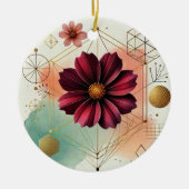 Keramik Ornament mit Kosmos Blume und Geometrie (Vorne)