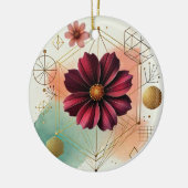 Keramik Ornament mit Kosmos Blume und Geometrie (Links)