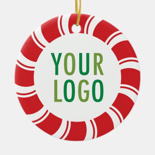 Keramik Ornament mit Logo Pfefferminze Candy Cane (Vorne)