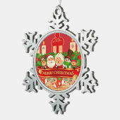 Keramik-Ornament Schneeflocken Zinn-Ornament (Rechts)