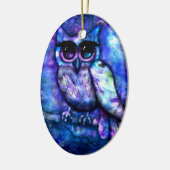 Keramik Ornament Whimsical Abstrakt Owl Blue (Links)