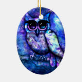 Keramik Ornament Whimsical Abstrakt Owl Blue (Hinten)