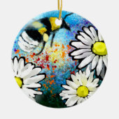 Keramik Ornament Whimsical Biene Daisies Abstrakt (Vorne)