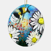 Keramik Ornament Whimsical Biene Daisies Abstrakt (Links)