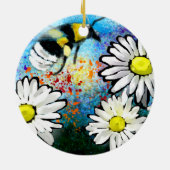 Keramik Ornament Whimsical Biene Daisies Abstrakt (Hinten)