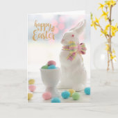 Keramik Osterhase mit Eiern Ostern Karte (Gelbe Blume)