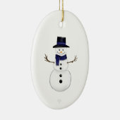Keramik-Oval-Ornament Schneemann und blaue Schneef Keramik Ornament (Rechts)