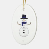 Keramik-Oval-Ornament Schneemann und blaue Schneef Keramik Ornament (Links)