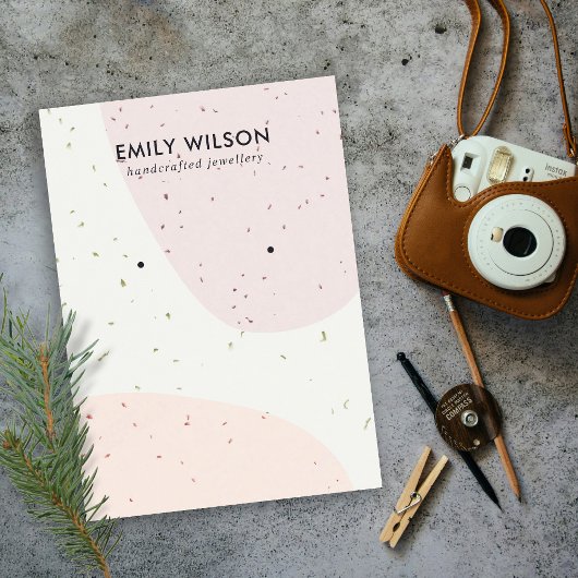 KERAMIK PEACH PINK BLUSH WAVE STUD EARRING ANZEIGE VISITENKARTE