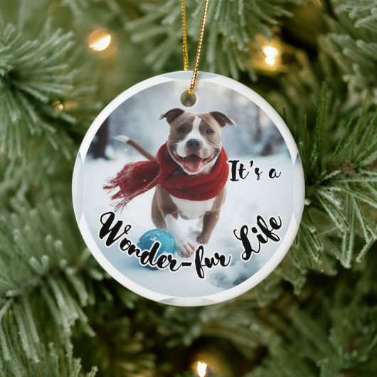 Keramik Pitbull Weihnachtsbaumschmuck Ornament (Baum)