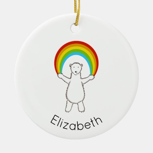 Keramik Polar Bear und Regenbogen Keramik Ornament (Vorne)