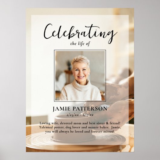 Keramik-Potter, Lebensfeier Beerdigung Foto Poster (Vorne)