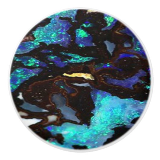 Keramik Pull - Black & Blue Opal Keramikknauf (Vorderseite)