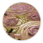 Keramik Pull - Golden Pink Roses Keramikknauf (Vorderseite)