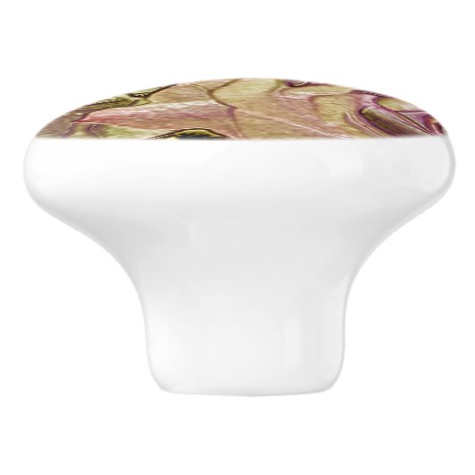 Keramik Pull - Golden Pink Roses Keramikknauf (Seitenansicht)