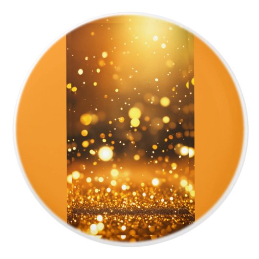 Keramik Pull Knob mit Gold Glitzer und Bokeh Glow Keramikknauf (Vorderseite)