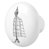 Keramik Pull - Vintages Nähthema, Mannequin Keramikknauf (Rechts)