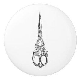 Keramik Pull - Vintages Nähthema, Schere Keramikknauf