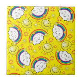 Keramik Regenbogen, Sonne, Wolken, Gelb Fliese (Vorderseite)