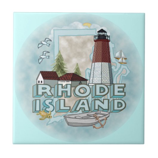 Keramik Rhode Island Lighthouse Tile Fliese (Vorderseite)