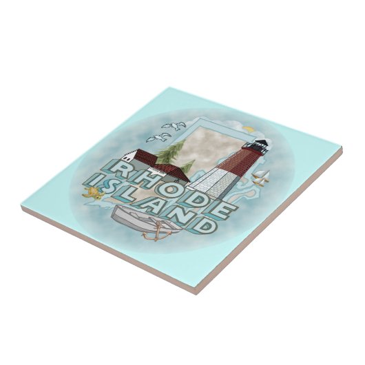Keramik Rhode Island Lighthouse Tile Fliese (Seite)