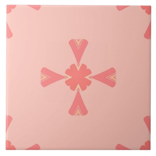 Keramik - rosa und gelb gepolstertes Muster Fliese (Vorderseite)