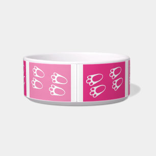 Keramik Rosa und Weißer Hasen-Pfoten Napf