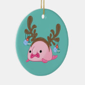 Keramik Roter Blobfish Rentier Schneeglobe Ornament (Rechts)