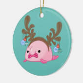 Keramik Roter Blobfish Rentier Schneeglobe Ornament (Links)