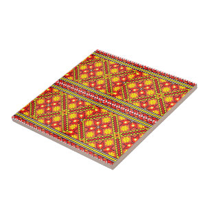 Keramik Rotes Gelbes Muster Fliese