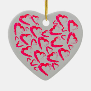 Keramik Rotes Herz Ornament