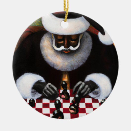 Keramik Rundschmuck Black Santa Chessboard Keramik Ornament (Vorne)