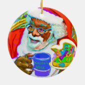 Keramik-Rundschmuck mit Black Santa Keramik Ornament (Hinten)