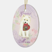 Keramik Samoyed Heart Mama Ornament (Links)