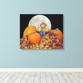 Keramik Scarecrow King auf Seinem Pumpkin Thron Leinwanddruck (Insitu (Holzboden))