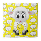 Keramik, Schafe, Sonne, Wolken, Gelb Fliese (Vorderseite)