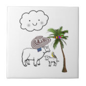 Keramik, Schafe, Wolken, Palmen Fliese (Vorderseite)