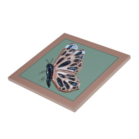 Keramik Schmetterlingskupfer und schwarz Fliese (Seite)