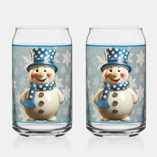 Keramik-Schneemann-Glas Dosenglas (Vorderseite)