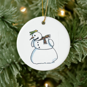 Keramik-Schneemann-Rundschmuck Keramik Ornament