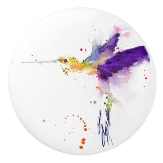 Keramik Schublade/Türknopf - Humming Bird Keramikknauf (Vorderseite)