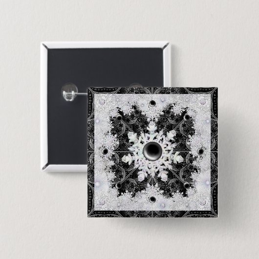 Keramik, schwarz und Schneeflocke Button (Vorne & Hinten)