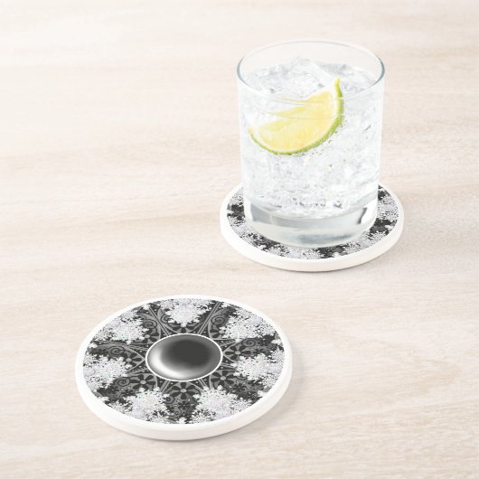 Keramik schwarz und Schneeflocke Getränkeuntersetzer (Seite)