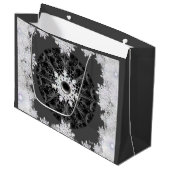 Keramik, schwarz und Schneeflocke Große Geschenktüte (Vorderseite Schrägansicht)