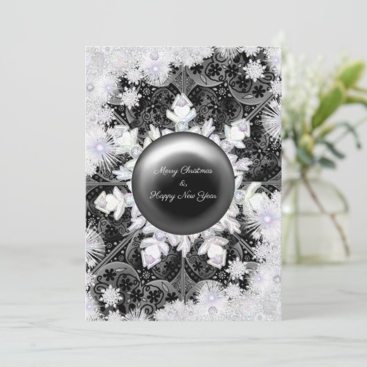 Keramik, schwarz und Schneeflocke Karte (Stehend Vorderseite)