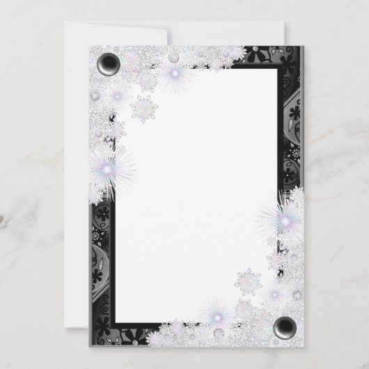 Keramik, schwarz und Schneeflocke Karte (Rückseite)