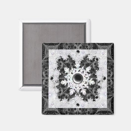 Keramik, schwarz und Schneeflocke Magnet (Vorderseite/Rückseite)