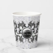 Keramik, schwarz und Schneeflocke Pappbecher (Rückseite)